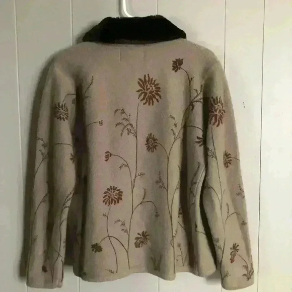 Wondra Wool By Knitting Needless Zip Up Faux Fur Collar Jacket Size S - Picture 7 of 7